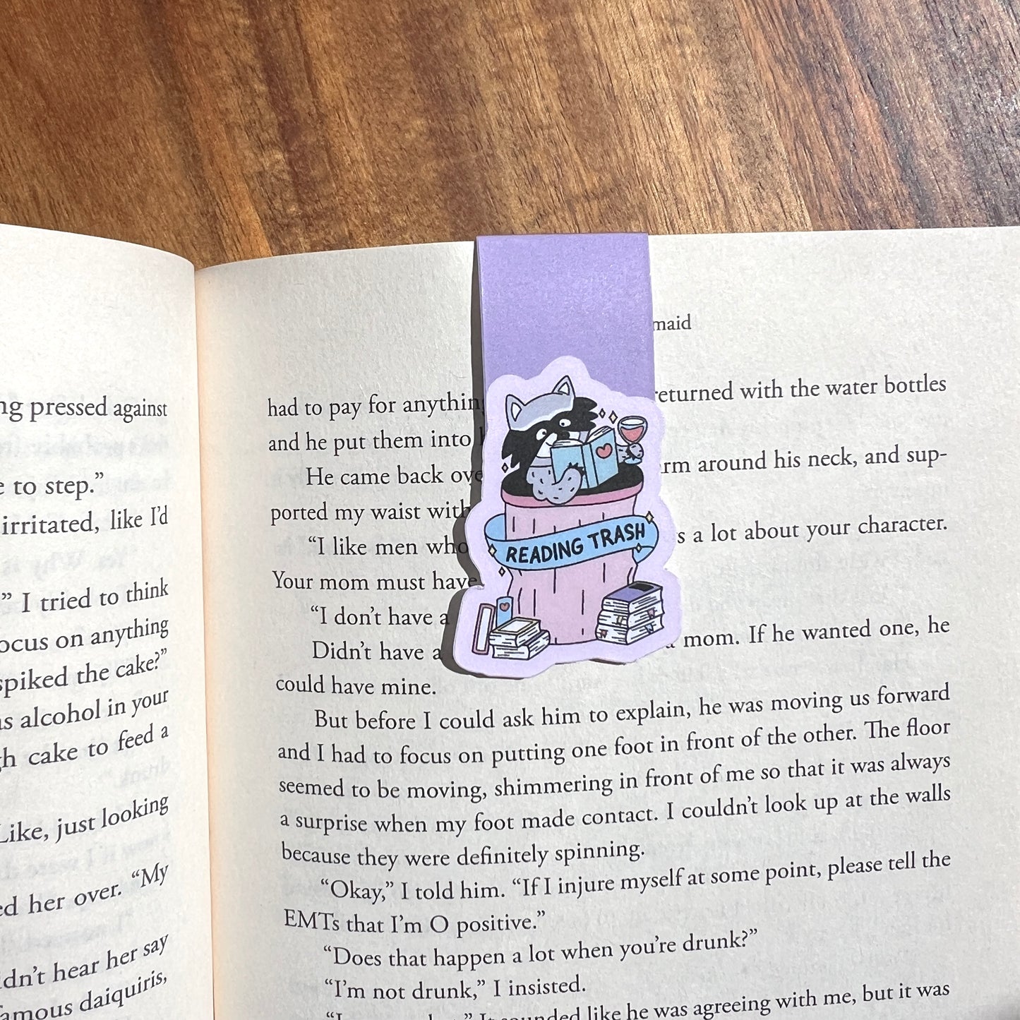 Reading Trash Raccoon Magnetic Bookmark