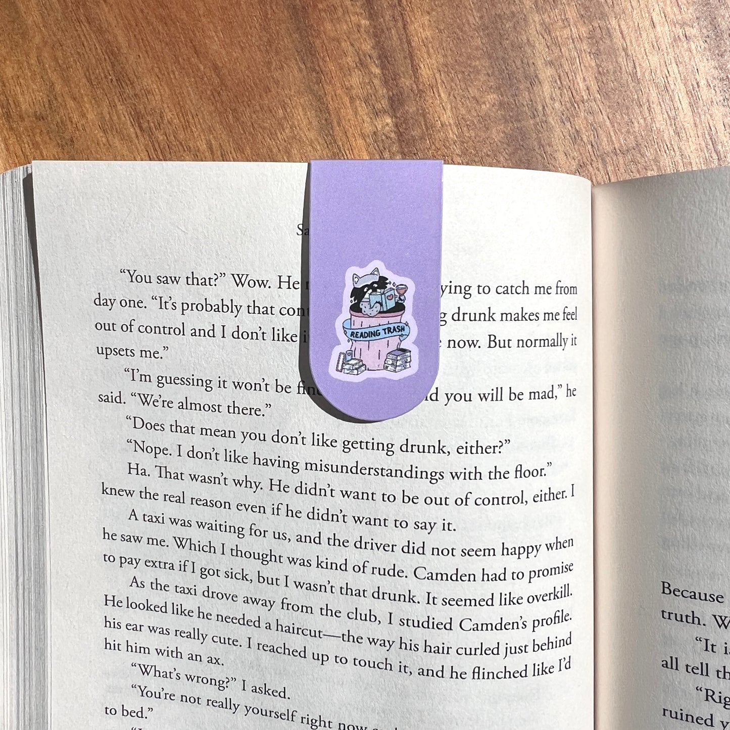 Reading Trash Raccoon Magnetic Bookmark