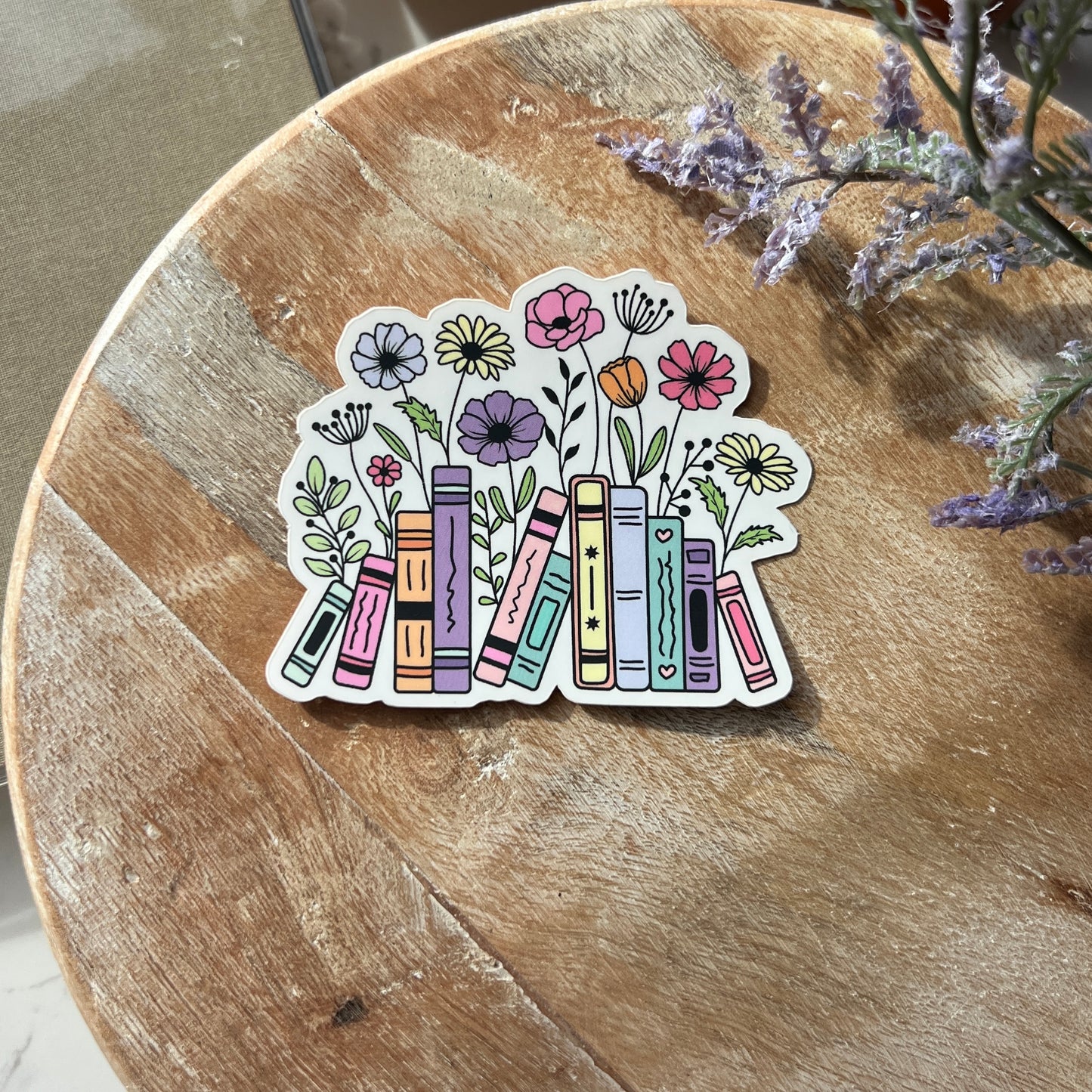 Floral Book Stack Sticker