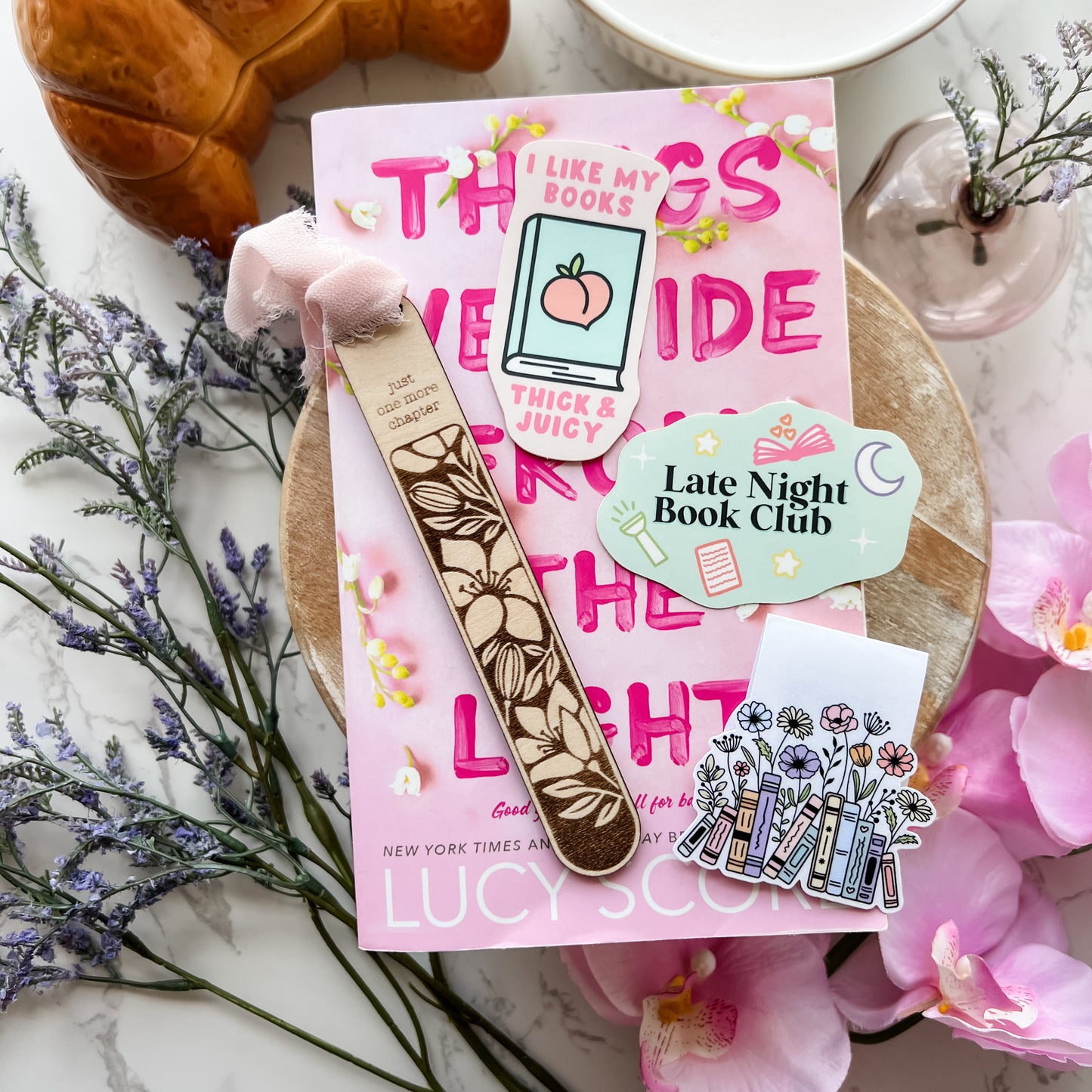 Floral Book Stack Magnetic Bookmark