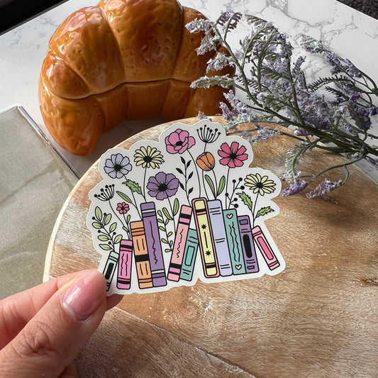 Floral Book Stack Sticker